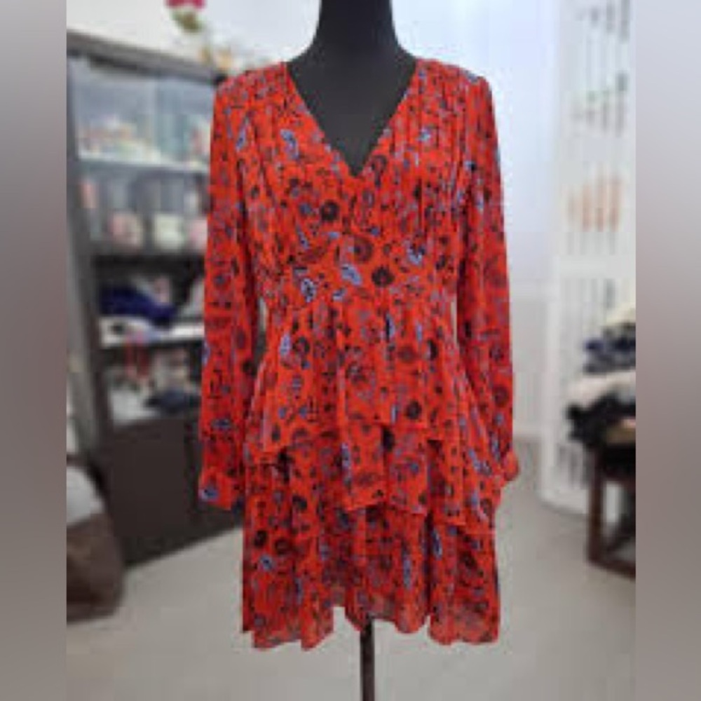 Zara Red Bishop Sleeve Dress for Casual Occasions